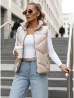 Dámská prošívaná vesta se stojáčkem béžová FashionStreet TY3476