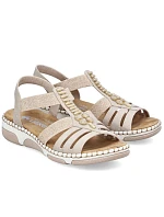 Dámské sandály na podpatku Romans beige Rieker 66201-62