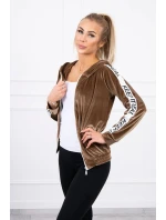 Velurová mikina s kapucí hnědá