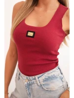 Dámská pruhovaná tílko s ozdobnou nášivkou bordová Dámská pruhovaná tílko s ozdobnou nášivkou bordová