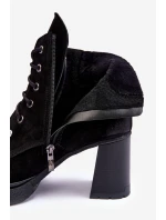 Šněrovací Zimní Boty Na Podpatku Černé Flomes