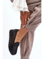 Kožené polobotky s platformou se zdobením černé Lemar Lehira