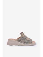 Dámské sandály na klínu se zipem zvířecí vzor béžové Irriva