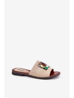 Dámské Pantofle Na Plochém Podpatku S Ozdobou Zlaté Clelione