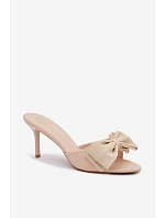 Dámské lodičky na jehlovém podpatku s mašlí Béžové Jelessa