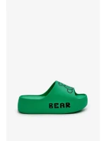 Dámské pěnové pantofle na masivní podrážce s medvídkem, zelená Lamira
