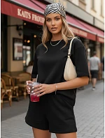 Dámský letní pruhovaný komplet Polský výrobek černý FashionStreet AY1162