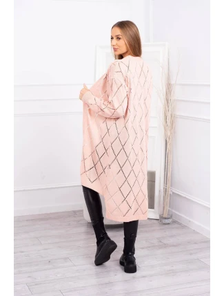 Svetr s geometrickým vzorem pudrově růžový Svetr s geometrickým vzorem pudrově růžový