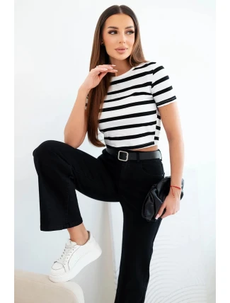 Dámské džíny s rovnými nohavicemi a páskem černé