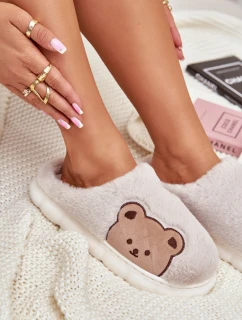 Dámské Kožené Pantofle Medvědi Béžové Firedi