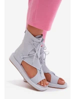 Dámské sandály Eko semiš s horní částí a šněrováním Modré Ferlisse