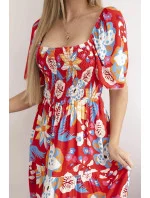 Viskózové šaty s volánkovým výstřihem 29475 červené - Kesi Viskózové šaty s volánkovým výstřihem 29475 červené - Kesi