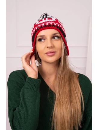 Dámská čepice Maryla K406 červená+bílá+černá Dámská čepice Maryla K406 červená+bílá+černá