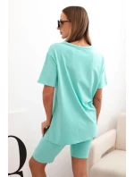 Dámský bavlněný komplet s krátkým rukávem a šortkami mincovna