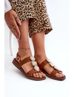 Dámské Ploché Sandály S Ozdobami Sergio Leone SK072H Hnědé