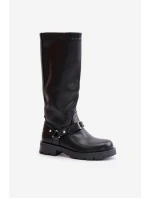 Zateplené dámské kozačky na zip z ekologické kůže černé Tialethe