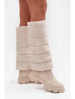 Dámské zimní kozačky s korálky světlá béžová Irvette