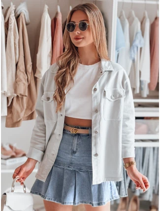 Dámské oversize košilové sako OVERBOR světle šedé FashionStreet TY4890