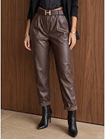 Dámské voskované kalhoty s hnědým páskem FashionStreet UY3144 Dámské voskované kalhoty s hnědým páskem FashionStreet UY3144