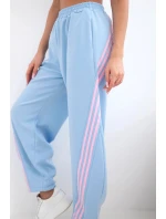 Dámské máslové kalhoty z viskózy s lampasem modré