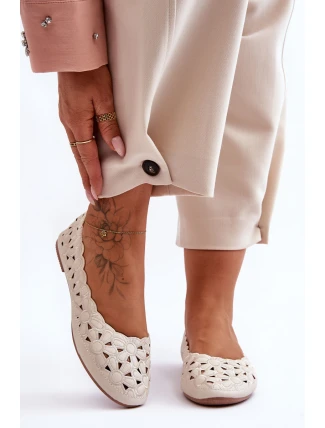 Ažurové Lesklé Baleríny Dámské Bežové Visionary