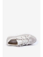 Dámské kožené sportovní boty na platformě M01/1 Zazoo světle béžové