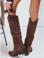Dámské hnědé semišové kovbojské boty FashionStreet ZY1327 Dámské hnědé semišové kovbojské boty FashionStreet ZY1327