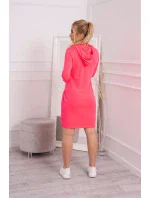 Šaty s kapucí a kapsami růžové neonové Šaty s kapucí a kapsami růžové neonové