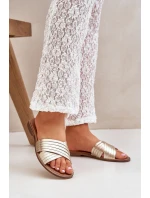 Kožené dámské pantofle Lewski Shoes 3682 zlaté