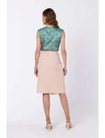 S343 Sukně áčkového střihu se zavinovacími detaily - béžová S343 Sukně áčkového střihu se zavinovacími detaily - béžová