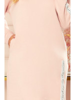 Mikinové šaty s kapsou Numoco - pudrově růžové Velikost: XXL