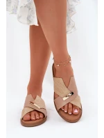 Dámské Pantofle Na Plochém Podpatku S Ozdobným Detalem Vinceza 17385 Béžové