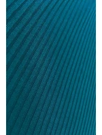 LARA - Dámské žebrované šaty v mořské barvě se stahovacími lemy na rukávech 399-1