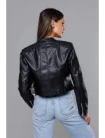 Krátká černá bunda ramoneska se stojáčkem (11Z8038) Krátká černá bunda ramoneska se stojáčkem (11Z8038)