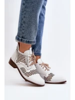 Kožené vyšívané boty Zazoo 2704 Bílé