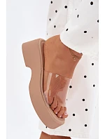 Dámské sandály na platformě s průhledným páskem Béžové Selestia