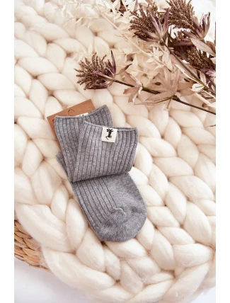 Dámské žebrované ponožky bez tlaku Světle šedá