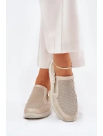Dámské polobotky na platformě se zipem zlaté Leanae Dámské polobotky na platformě se zipem zlaté Leanae