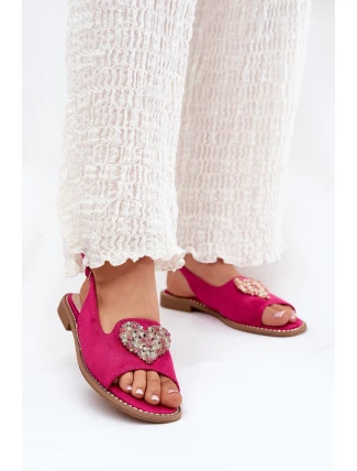 Dámské sandály s ozdobným srdcem S.Barski KV27-018 Fuchsie