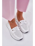 Kožené dámské polobotky na platformě bílé Violeth