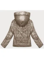 Béžová krátká dámská prošívaná bunda (B8185-12)