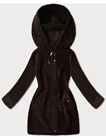 Čokoládová bunda z alpaky s kapucí (W214#)