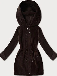 Čokoládová bunda z alpaky s kapucí (W214#)