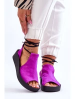 Semišové sandály na klínku Nicole 2743/067 Fuchsie