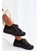 Dámské tenisky s krajkou na platformě Lee Cooper LCW-26-44-4479 Černé