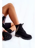 Semišové teplé kozačky s řetízkem Černá Sorita Semišové teplé kozačky s řetízkem Černá Sorita