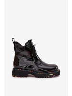 Dámské lakované boty Artiker – černé, zateplené, přírodní kůže