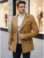 Pánský dvouřadový kabát pískový FashionStreet CX0443