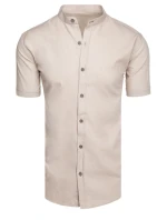Pánská béžová košile s krátkým rukávem FashionStreet KX1061