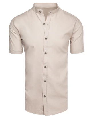 Pánská béžová košile s krátkým rukávem FashionStreet KX1061